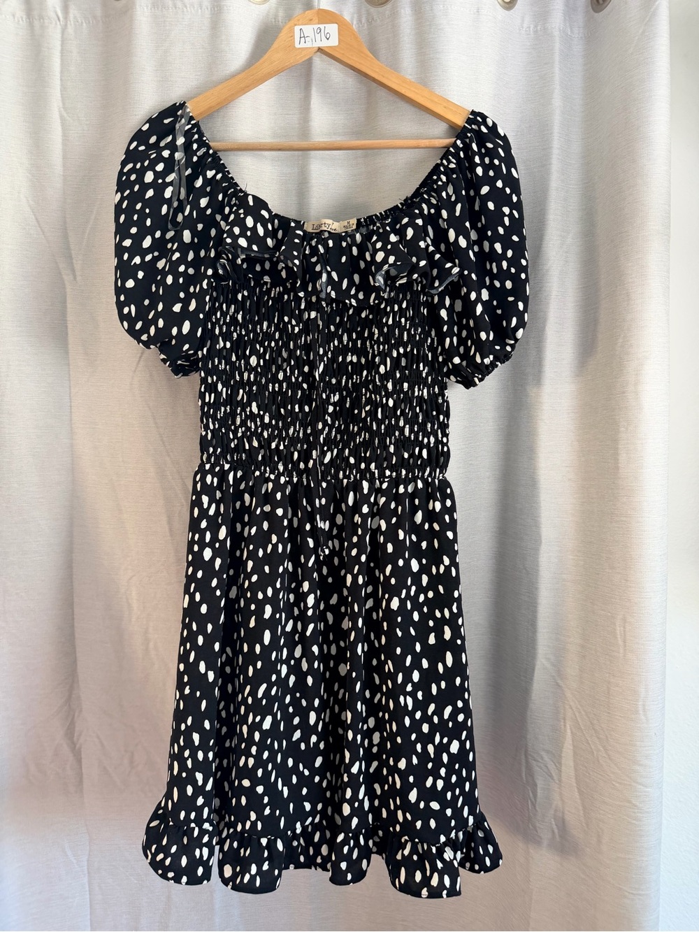 Liberty Love Black and White Smocked Puff Sleeve Mini Dress